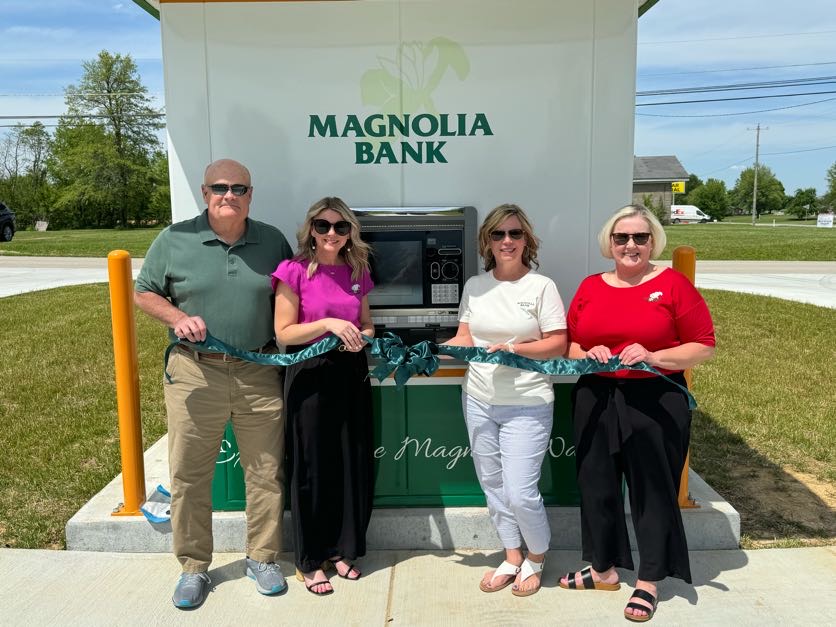 Leaders with Magnolia Bank gather for a ribbon cutting for a new ATM located at 4545 Parker Grove Road Magnolia, KY 42757